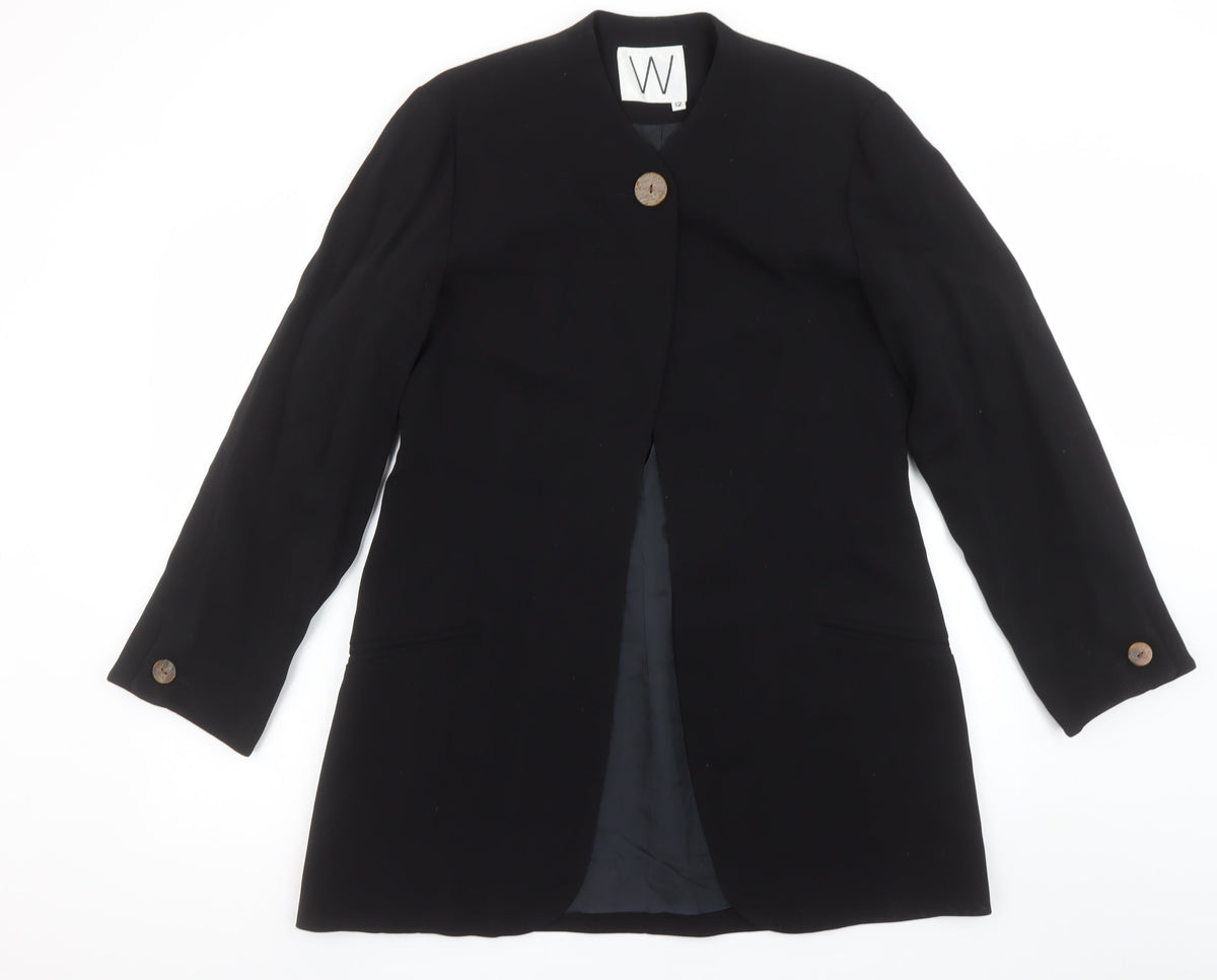 W Collection Black Wool Blend Single-Breasted Womens Blazer Size 12