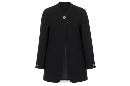 W Collection Black Wool Blend Single-Breasted Womens Blazer Size 12