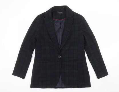 New Look Women's Black & Green Check Blazer Size 8 Single Breasted
