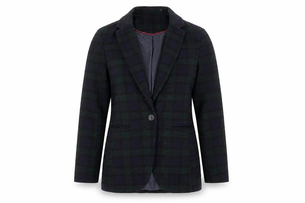 New Look Women's Black & Green Check Blazer Size 8 Single Breasted