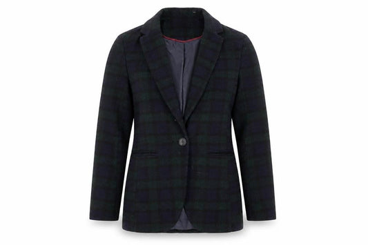 New Look Women's Black & Green Check Blazer Size 8 Single Breasted