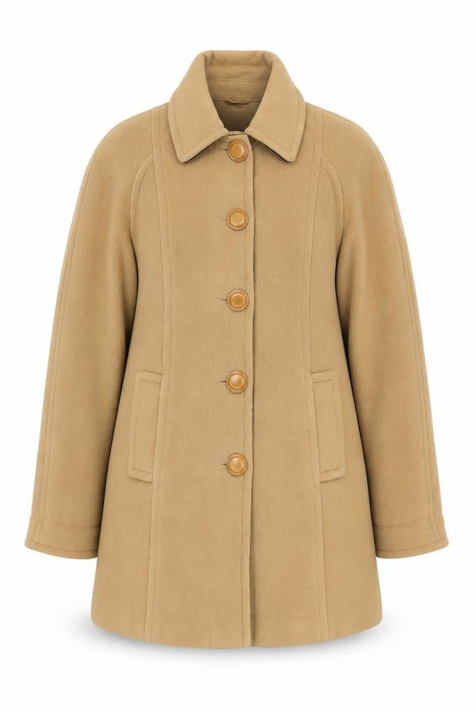 Kesta London Womens Beige Wool Cashmere Mid-Length Overcoat UK 12