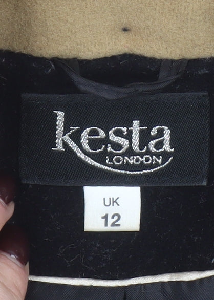 Kesta London Womens Beige Wool Cashmere Mid-Length Overcoat UK 12