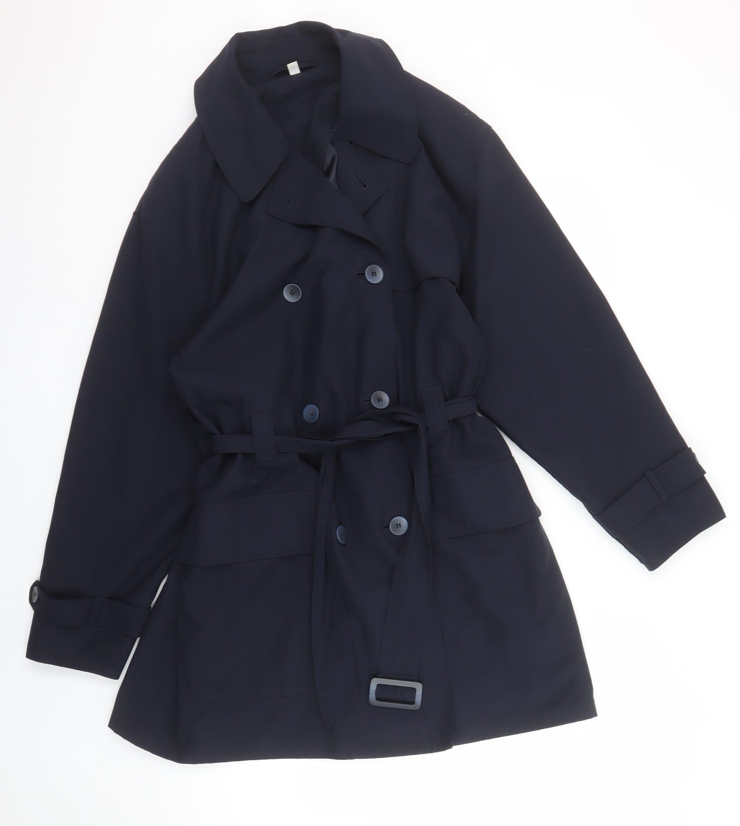 Four Seasons of London Women's Blue M Trench Coat Belted Mid-Length