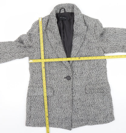Et Vous Women's Grey Herringbone Single-Breasted Blazer Size 12 Wool Blend