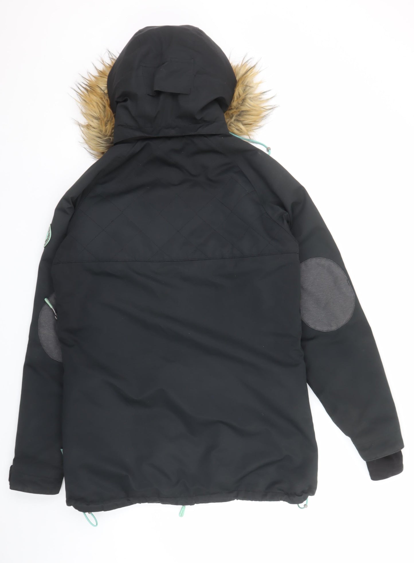 Surfanic Women’s Black L Ski Jacket Hooded Fur Trim Waterproof Winter Coat