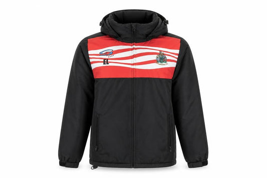 S Kits Boys Black Red Altrincham F.C. Hooded Puffer Jacket M
