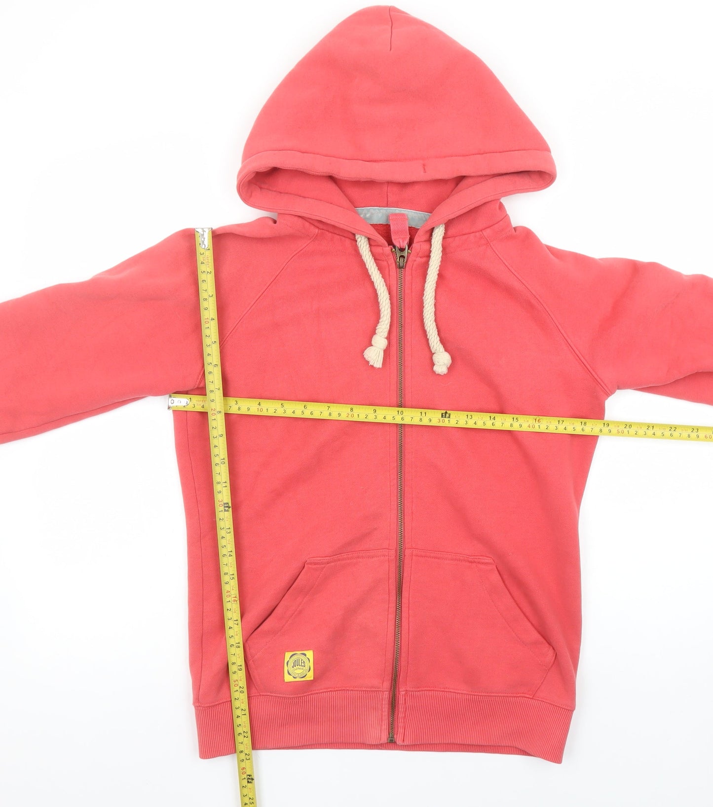 Joules Womens Coral Pink Full Zip Hoodie Size 10 Cotton Blend