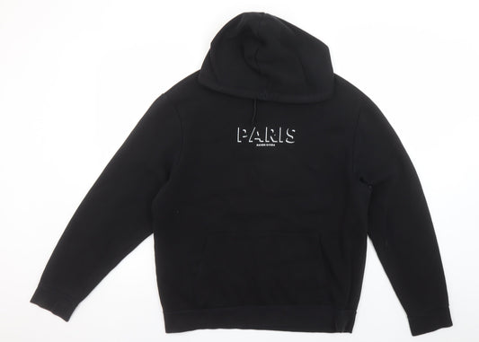 River Island Men’s Black Paris Logo Pullover Hoodie Size M