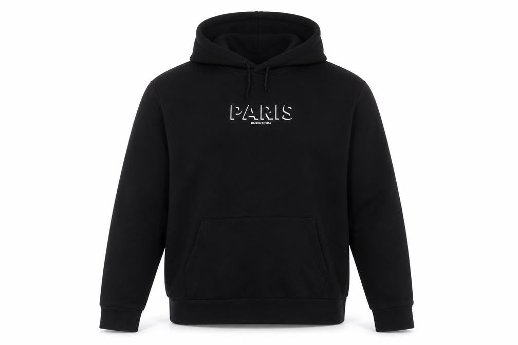 River Island Men’s Black Paris Logo Pullover Hoodie Size M