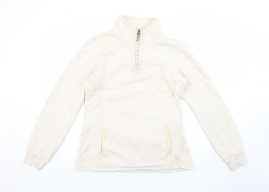 Fat Face Women Beige 1/4 Zip Fleece Sweatshirt Size 8