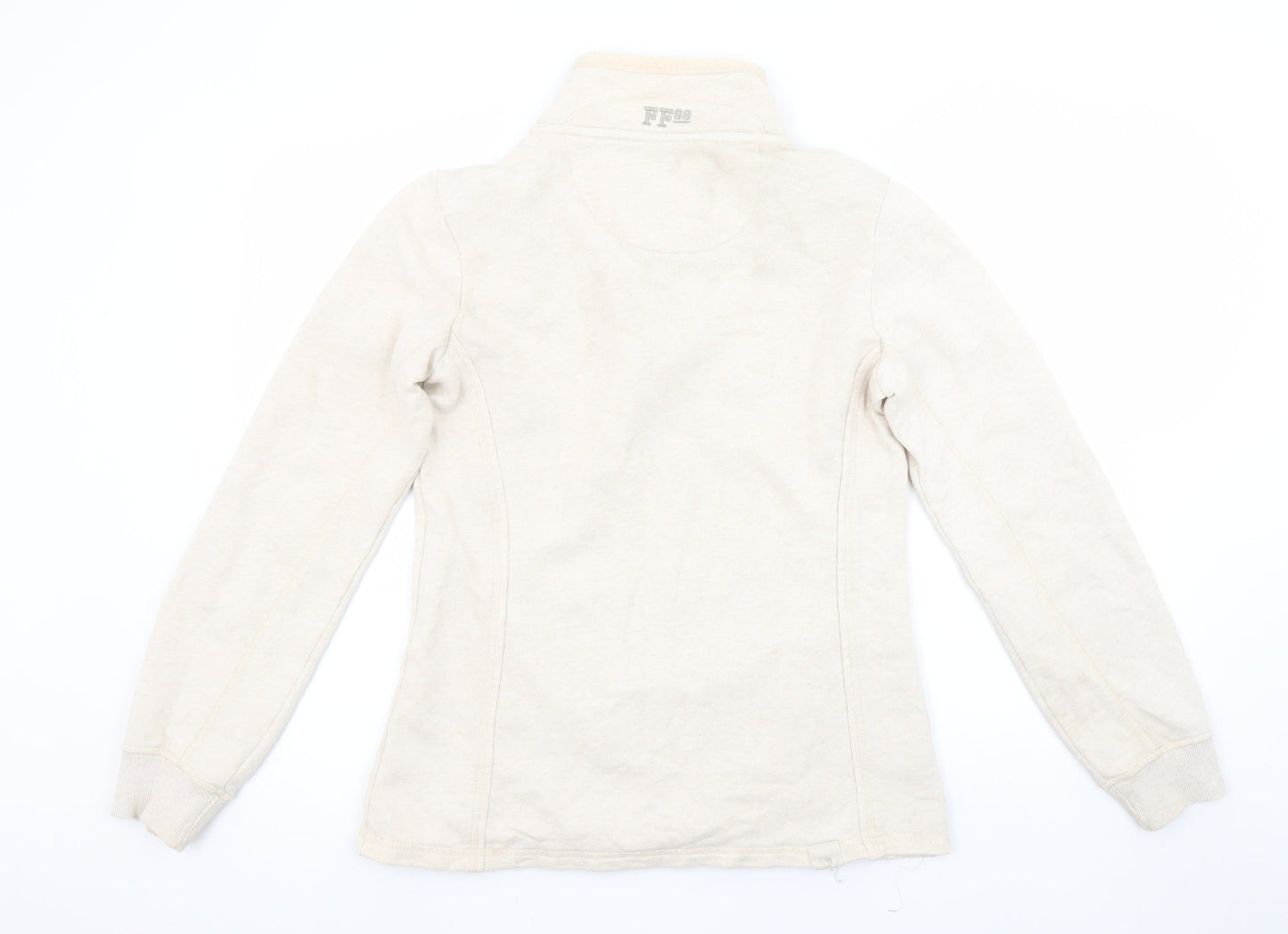 Fat Face Women Beige 1/4 Zip Fleece Sweatshirt Size 8