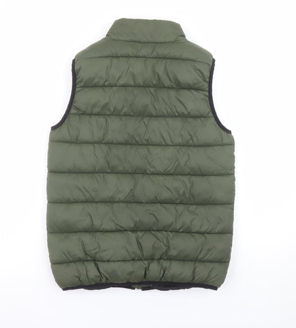 Close-up detail of Tu boys’ green puffer sleeveless jacket 11-12 years lined zip outerwear