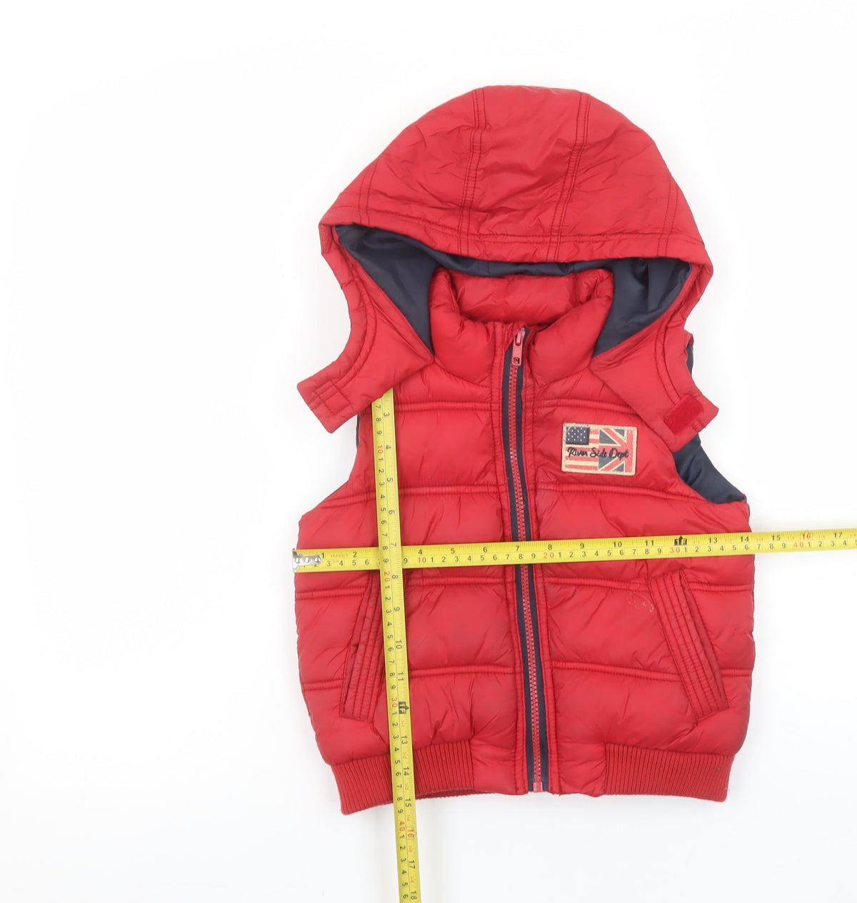 Tape à l'œil Boys Red Hooded Puffer Gilet Jacket 3 Years Polyester