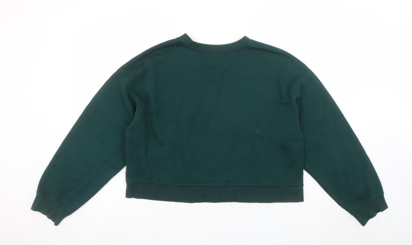 Zara Women Green Crew Neck Pullover Sweatshirt Size M