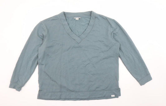 Orvis Women Blue V-Neck Pullover Sweatshirt XL Modal Blend