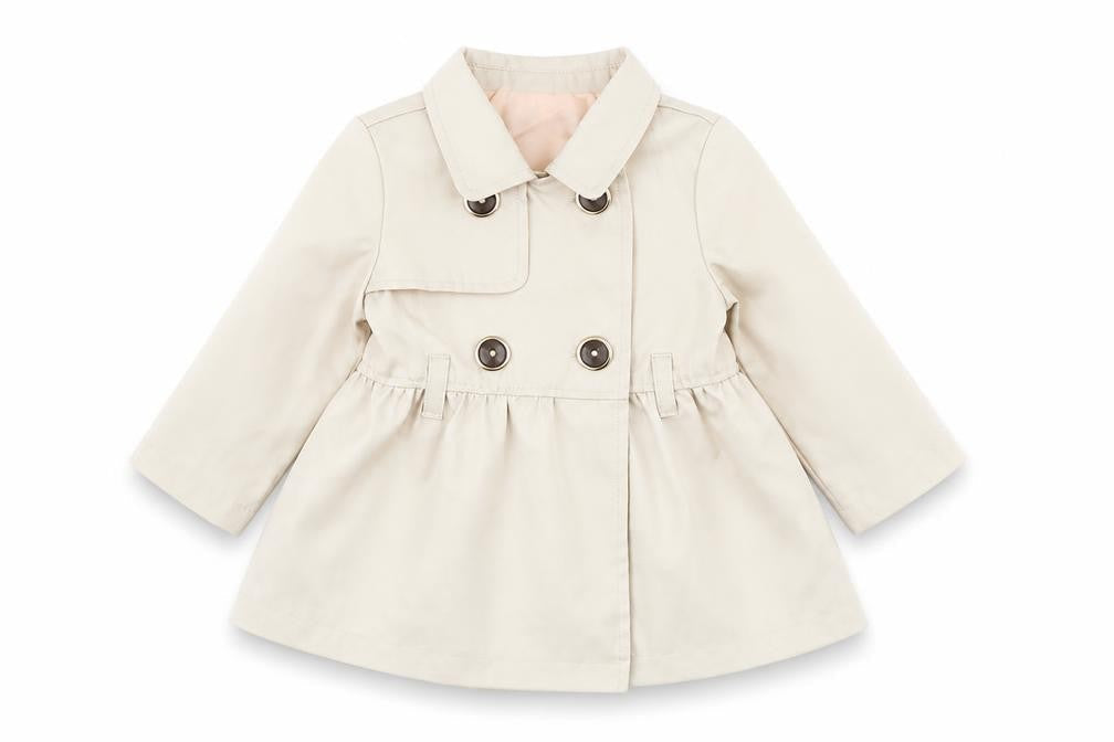 Tahari Baby Beige Double-Breasted Trench Coat 3-6 Months Polyester Lined