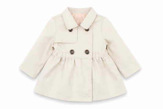 Tahari Baby Beige Double-Breasted Trench Coat 3-6 Months Polyester Lined