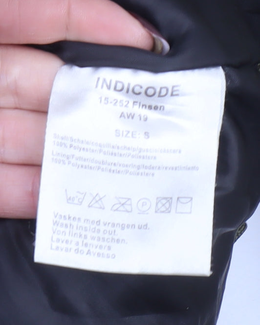 INDICODE Men's Green S Hooded Parka Jacket Winter Warm Lined Polyester