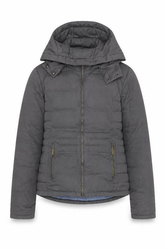 FatFace Women Grey Hooded Puffer Jacket S Casual Zip Winter Coat