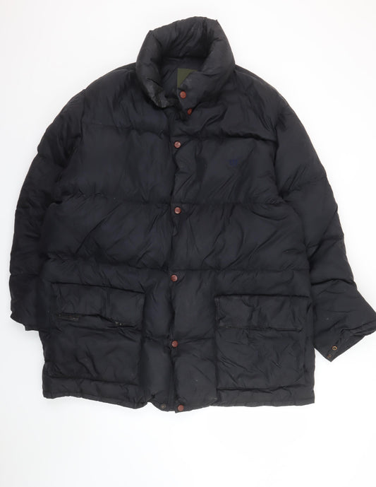 Henry Cotton's Men's Black Down Puffer Jacket Size 50 Regular Fit Winter Coat