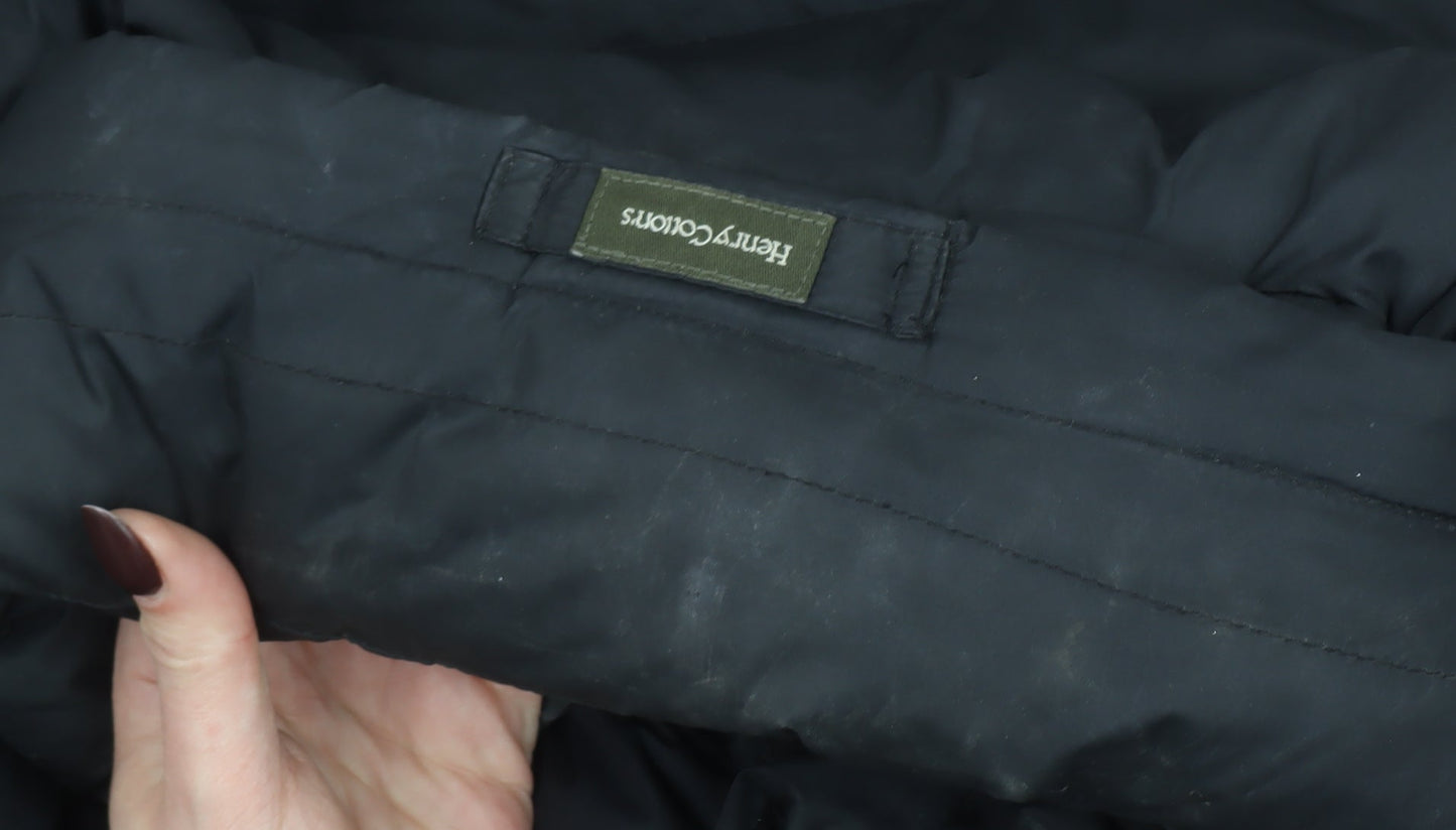Henry Cotton's Men's Black Down Puffer Jacket Size 50 Regular Fit Winter Coat