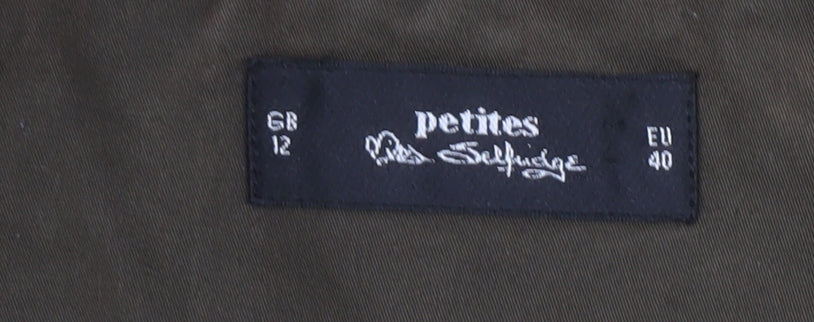 Miss Selfridge Petites Brown Faux Fur Hooded Parka Coat Size 12