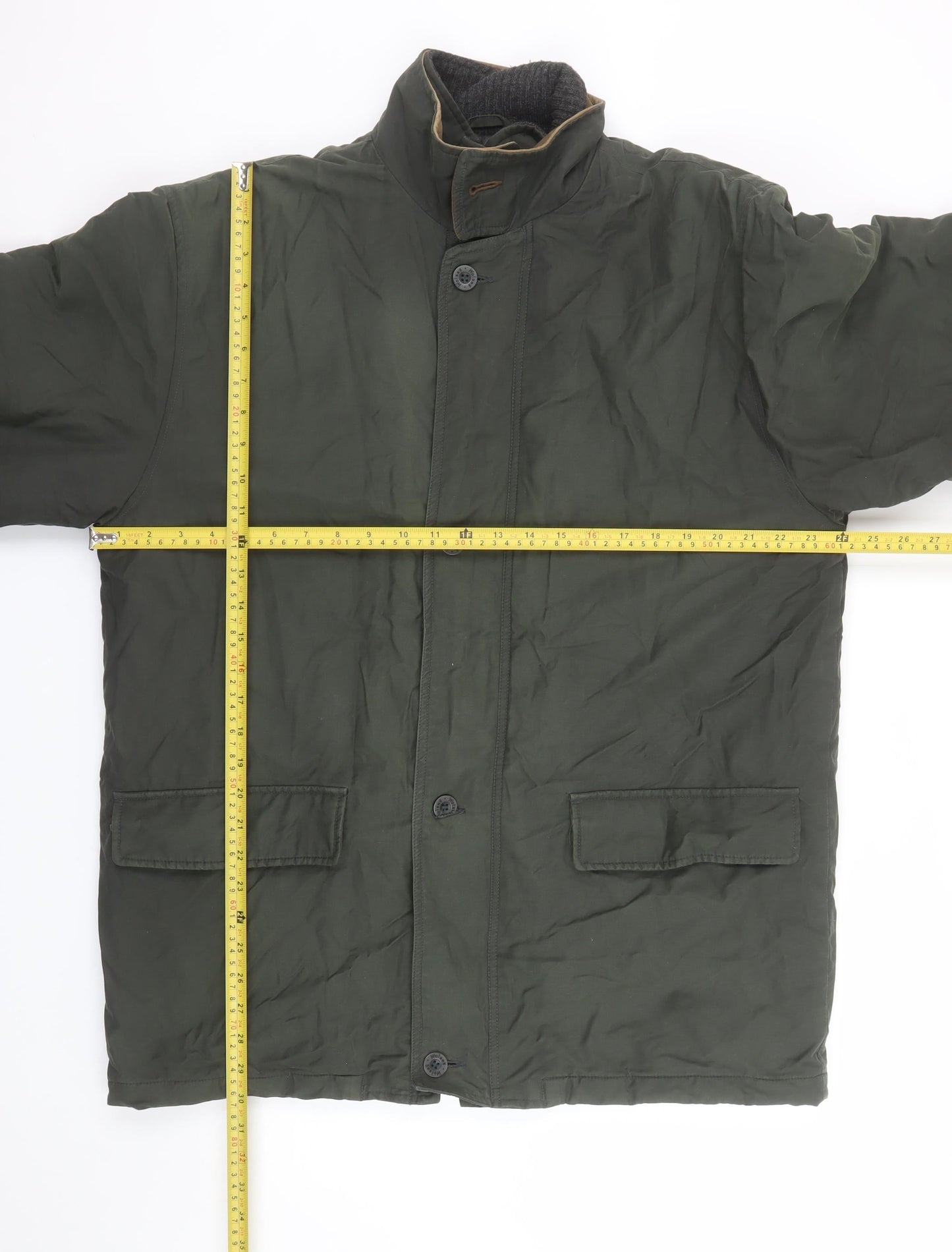 Wolsey Men's Green Mid-Length Overcoat M Cotton Nylon Lined