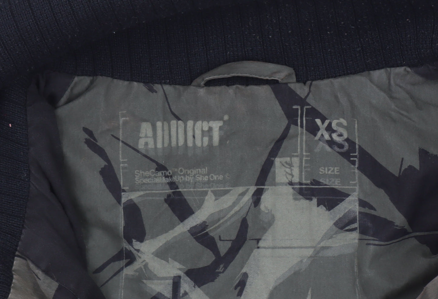 Addict Men's Green Camouflage XS Bomber Jacket Full Zip Cotton Blend