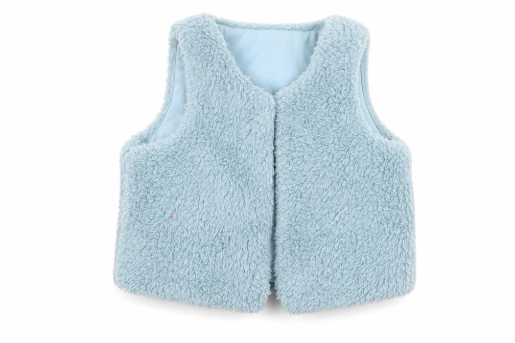 Teeny Weeny Unisex Baby Blue Faux Fur Waistcoat 18-24 Months Lined Soft Vest