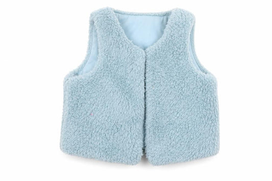 Teeny Weeny Unisex Baby Blue Faux Fur Waistcoat 18-24 Months Lined Soft Vest