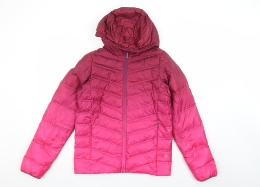Zakti Girls Pink Hooded Down Puffer Jacket - 13 Years Winter Coat