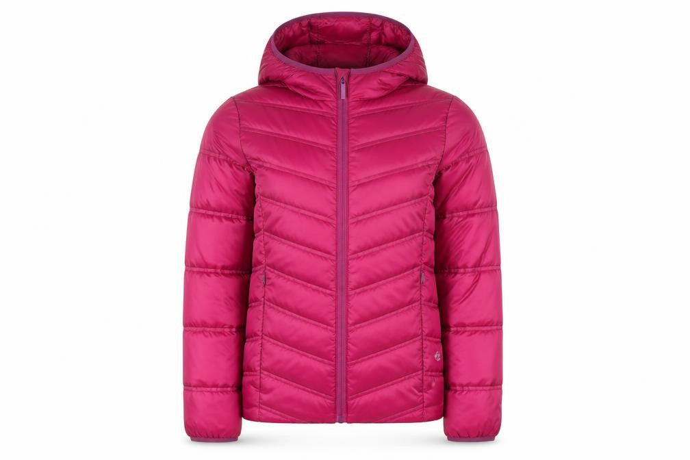 Zakti Girls Pink Hooded Down Puffer Jacket - 13 Years Winter Coat