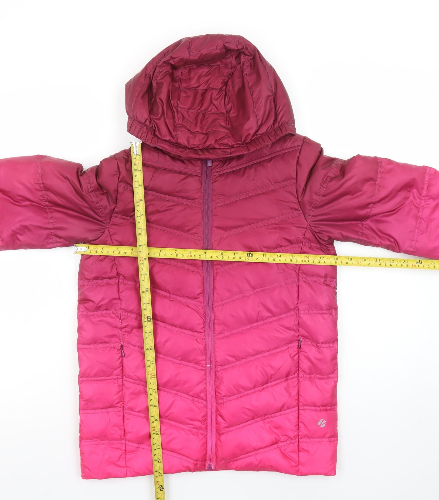 Zakti Girls Pink Hooded Down Puffer Jacket - 13 Years Winter Coat