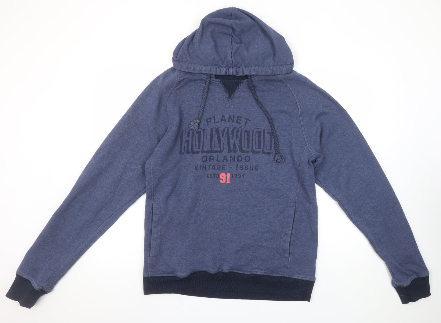 Planet Hollywood Men's Blue Pullover Hoodie L Vintage Logo Sweatshirt