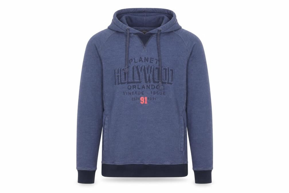 Planet Hollywood Men's Blue Pullover Hoodie L Vintage Logo Sweatshirt
