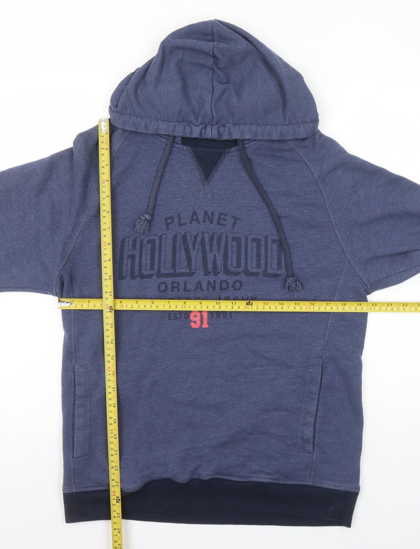 Planet Hollywood Men's Blue Pullover Hoodie L Vintage Logo Sweatshirt