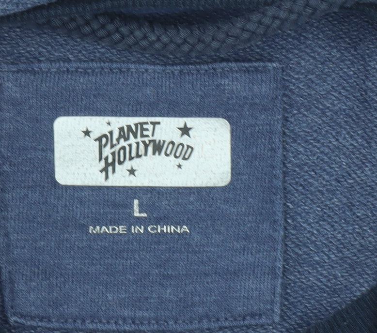 Planet Hollywood Men's Blue Pullover Hoodie L Vintage Logo Sweatshirt