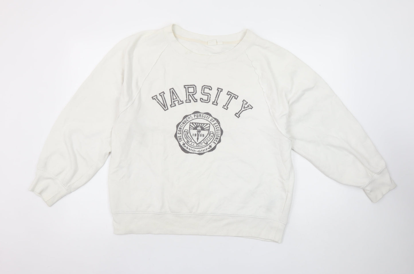 GAP Women’s Beige Varsity Pullover Sweatshirt M Cotton Blend