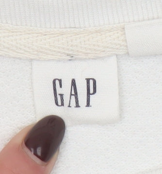 GAP Womens Ivory Varsity Logo Pullover Sweatshirt M