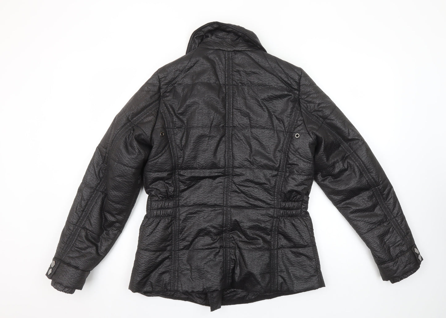 Kaleidoscope Womens Black Puffer Jacket UK 10 Lined Zip Mid-Length
