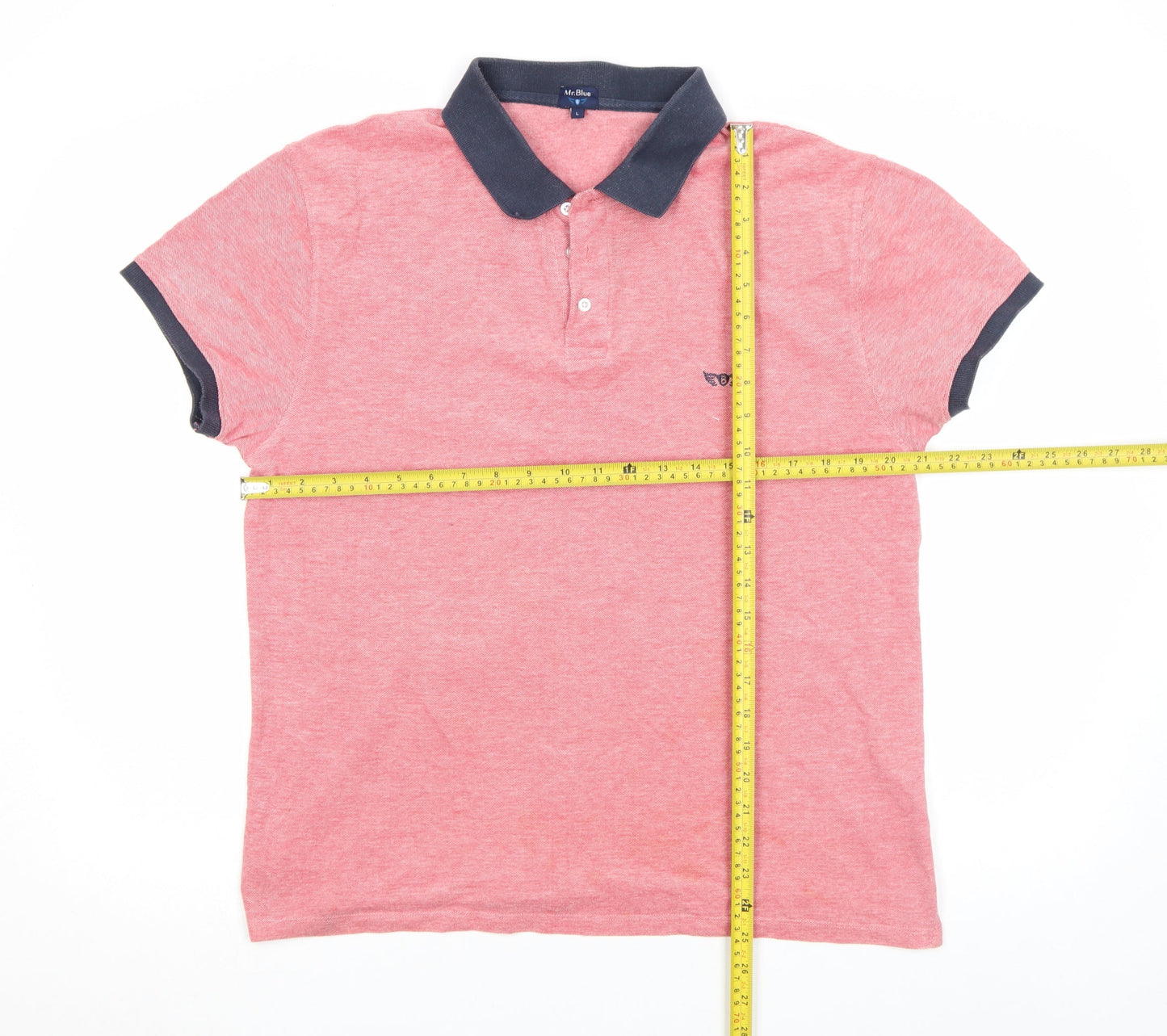 Mr. Blue Men's Pink Cotton Polo Shirt Size L Short Sleeve