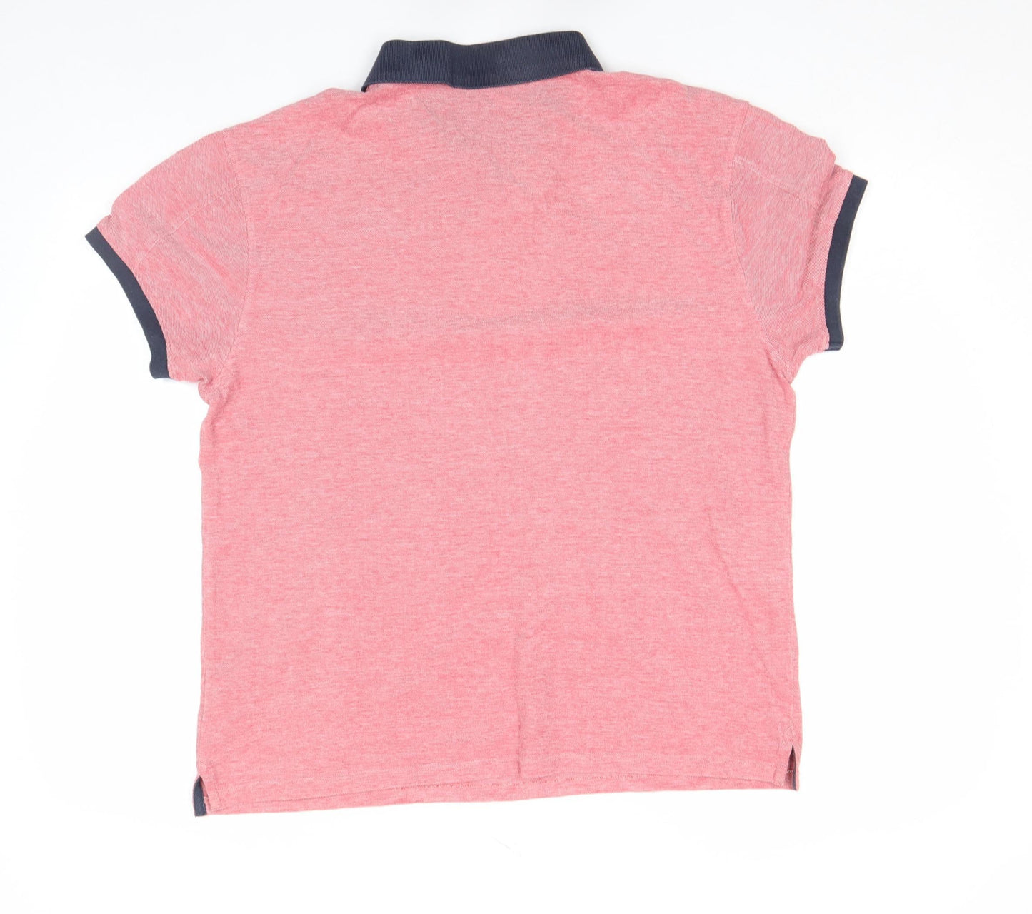 Mr. Blue Men's Pink Cotton Polo Shirt Size L Short Sleeve