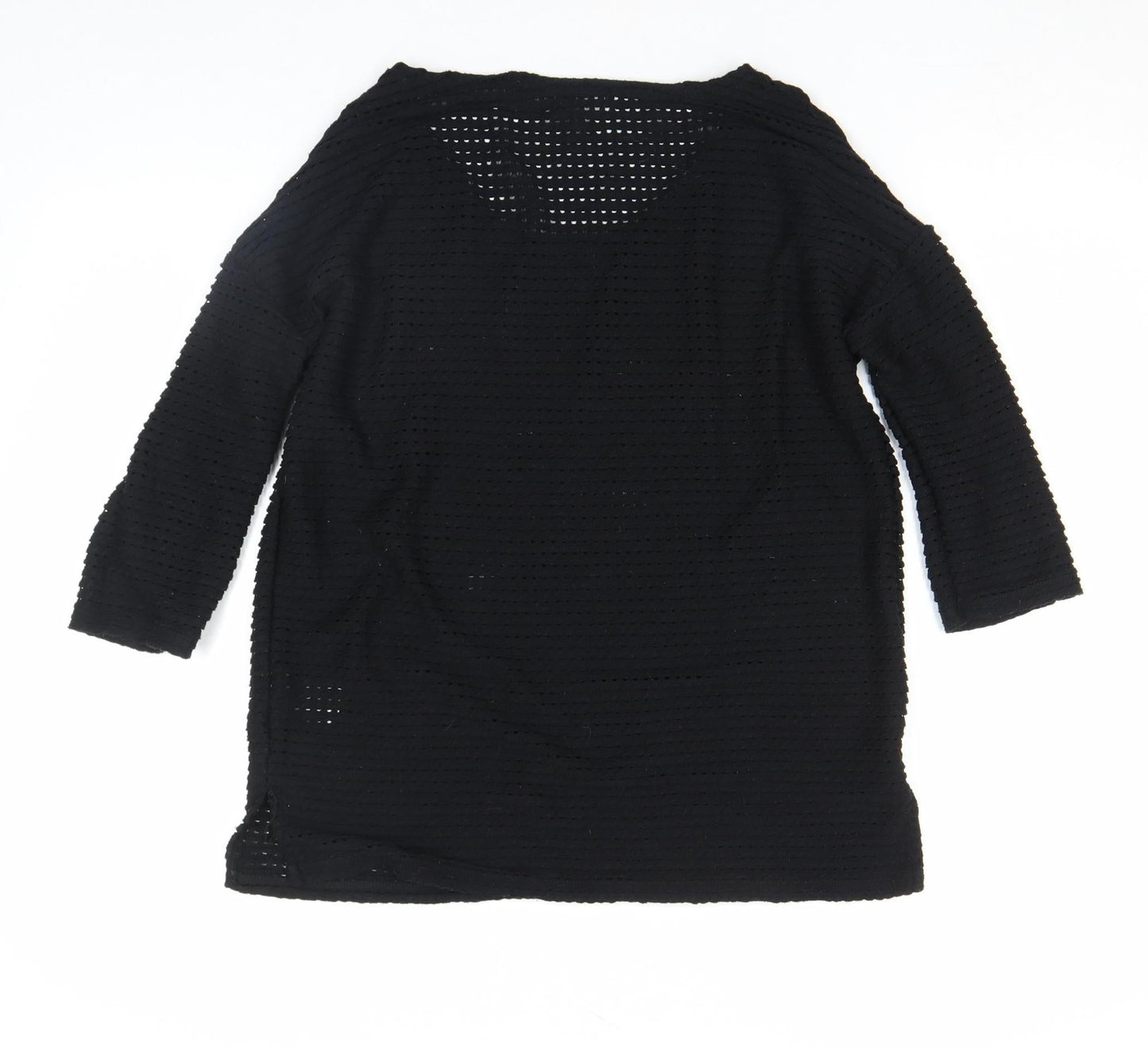 French Connection Women Black XS Cotton Blend 3/4 Sleeve Top