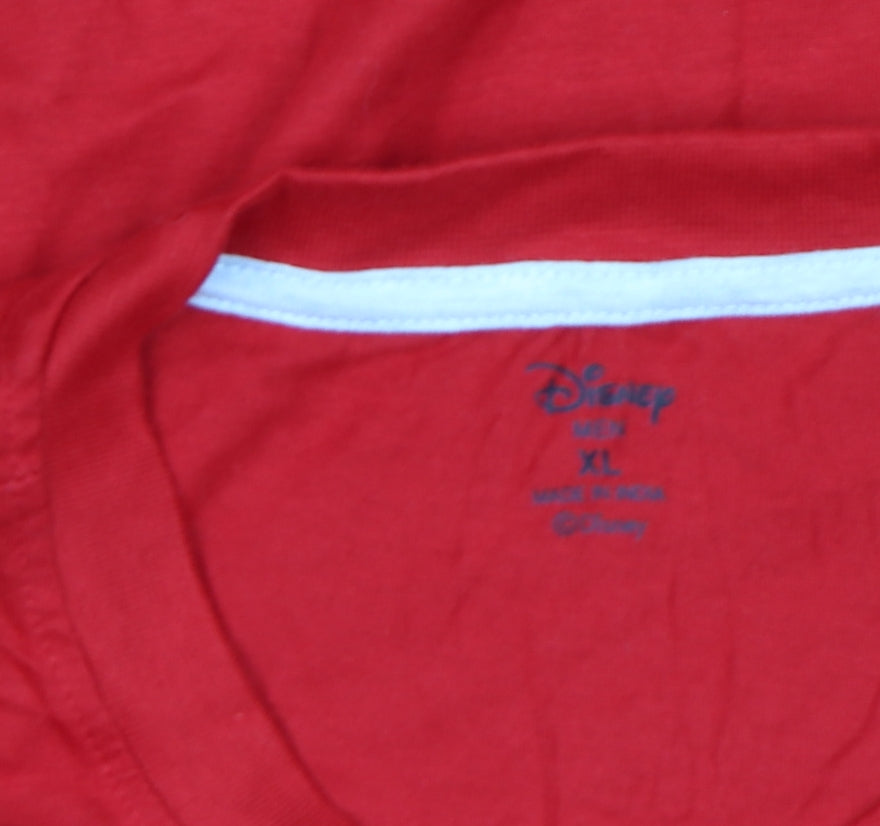 Disney Men's Red Christmas Crew Long Sleeve Cotton Top XL