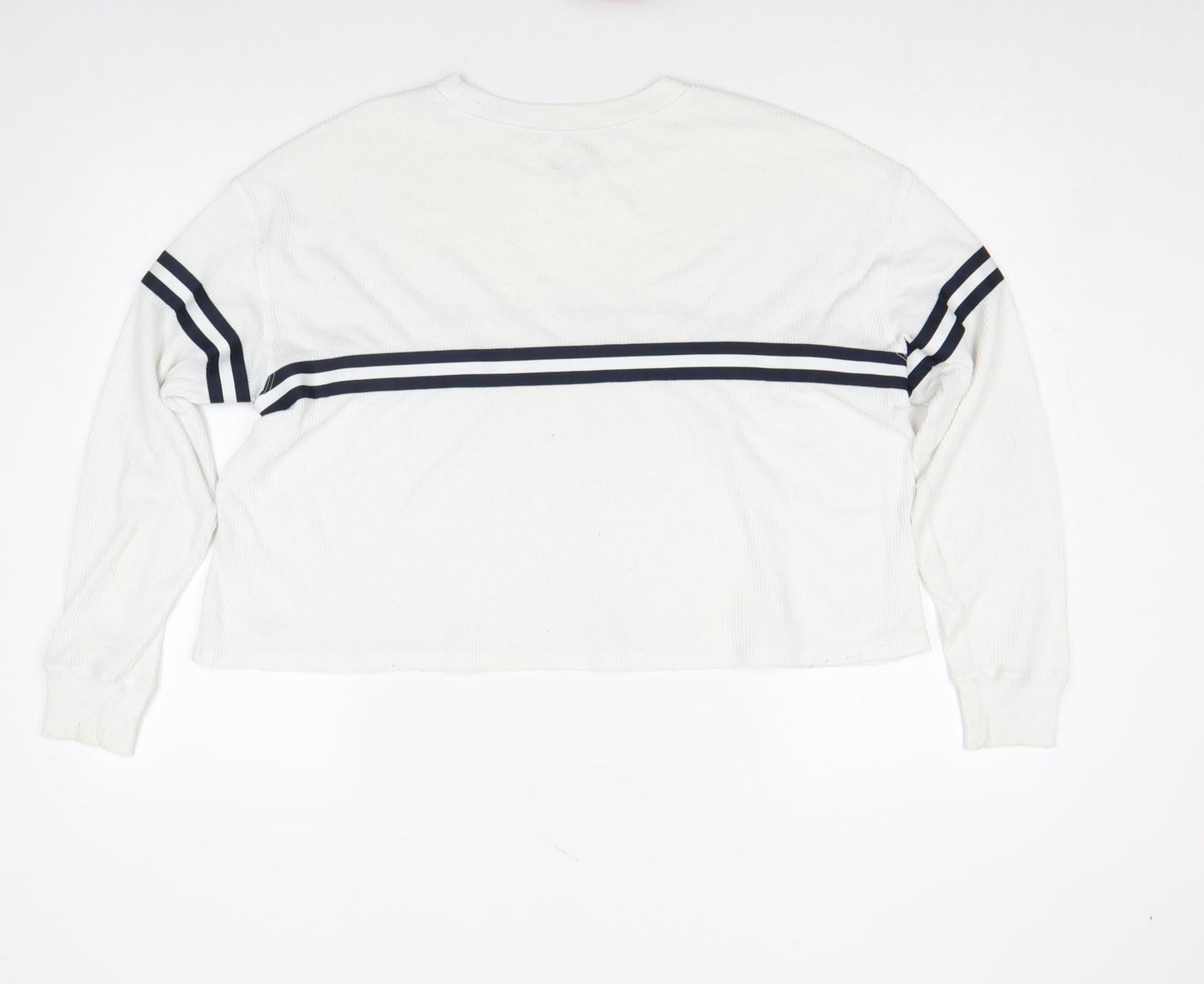 Hollister Women White Long Sleeve Crew Neck Relaxed Cotton Tee S