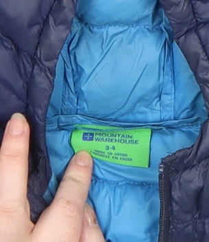 Mountain Warehouse Boys Blue Hooded Puffer Jacket 3-4 Years Lightweight Down Coat