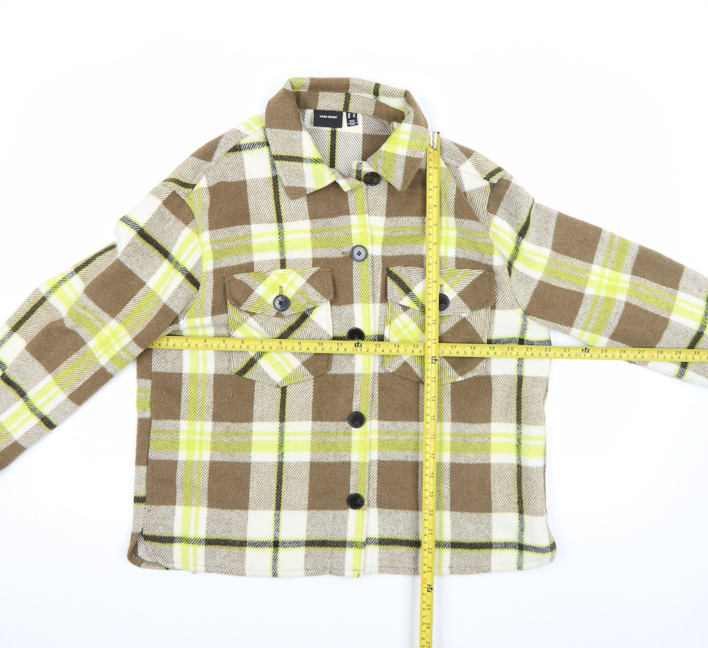 Vero Moda Women Brown Check Flannel Shacket Jacket XS