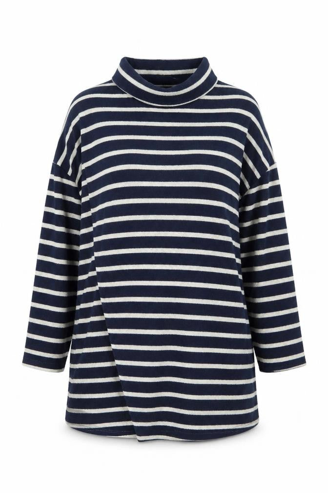 Dorothy Perkins Women Blue Striped Roll Neck Long Sleeve Jumper Size 12