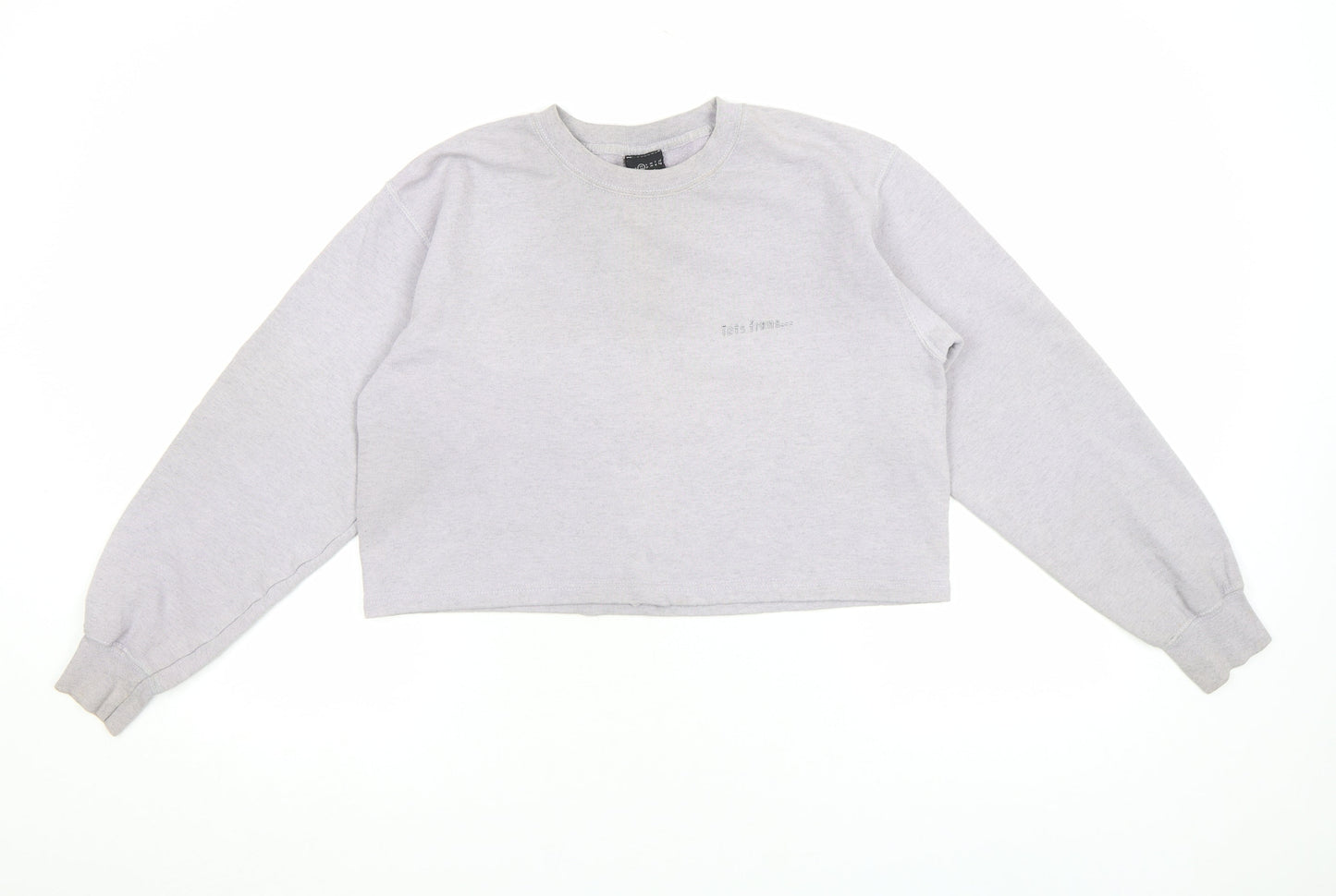 Tots Teams Women Grey Crop Pullover Sweatshirt Size M